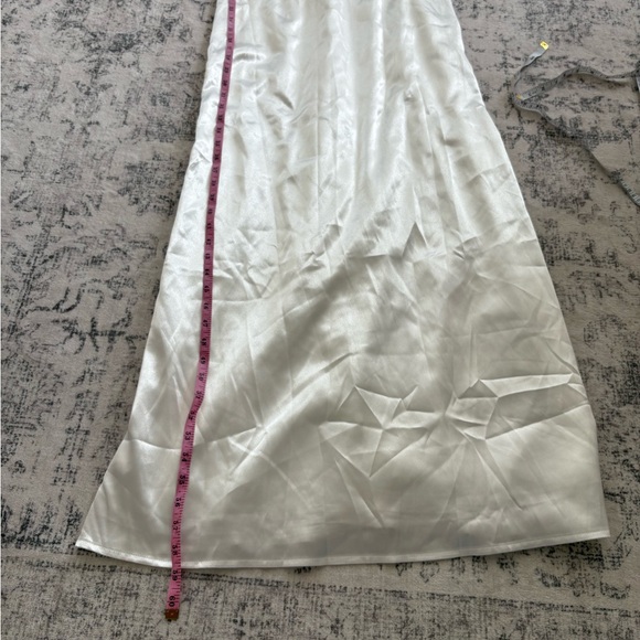 Lulus Ready For Forever White Satin Pearl Tie-Back Maxi Dress Size Small Bride - Picture 8 of 8